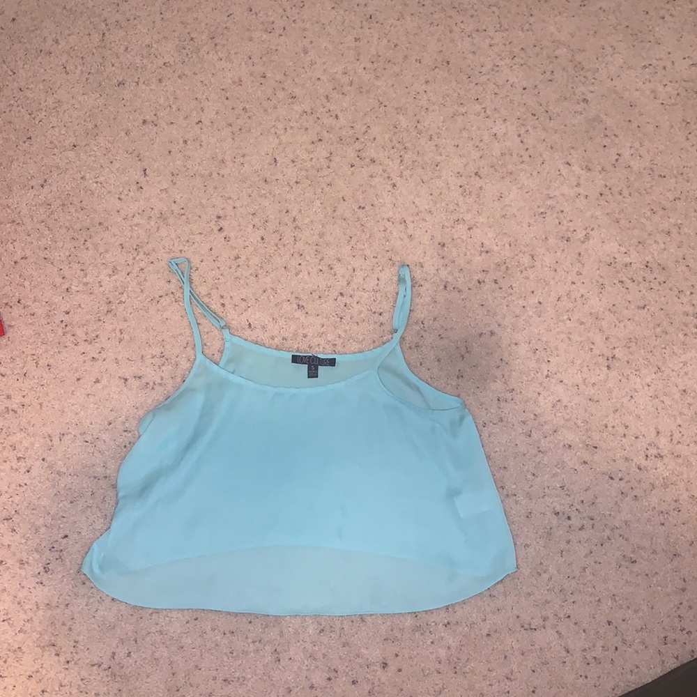 cute turquoise cropped tank top